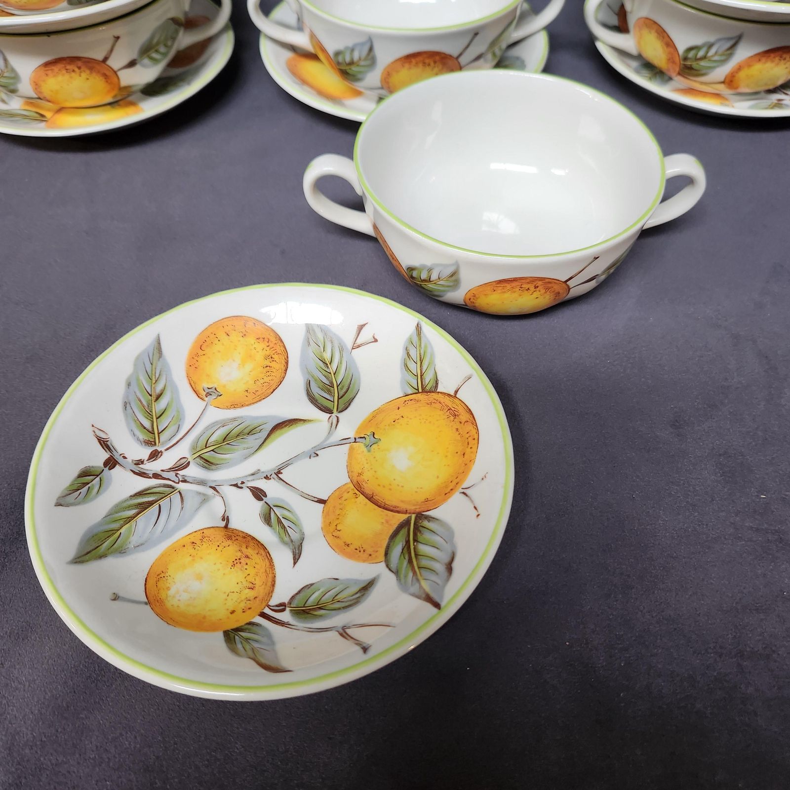 photo for sale Wood And Sons, Orange Grove Soup Coupes And Saucers