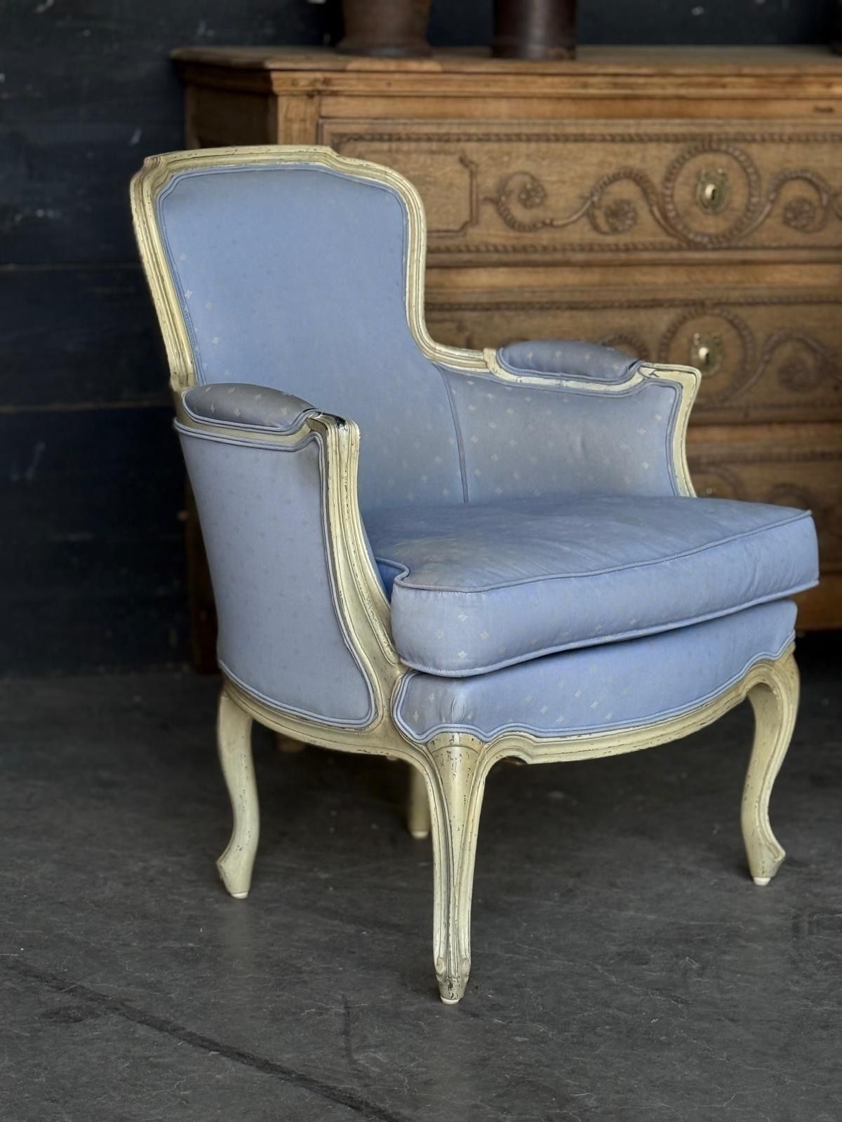 photo vinterior Comfortable Pair French Bergere Arm Chairs