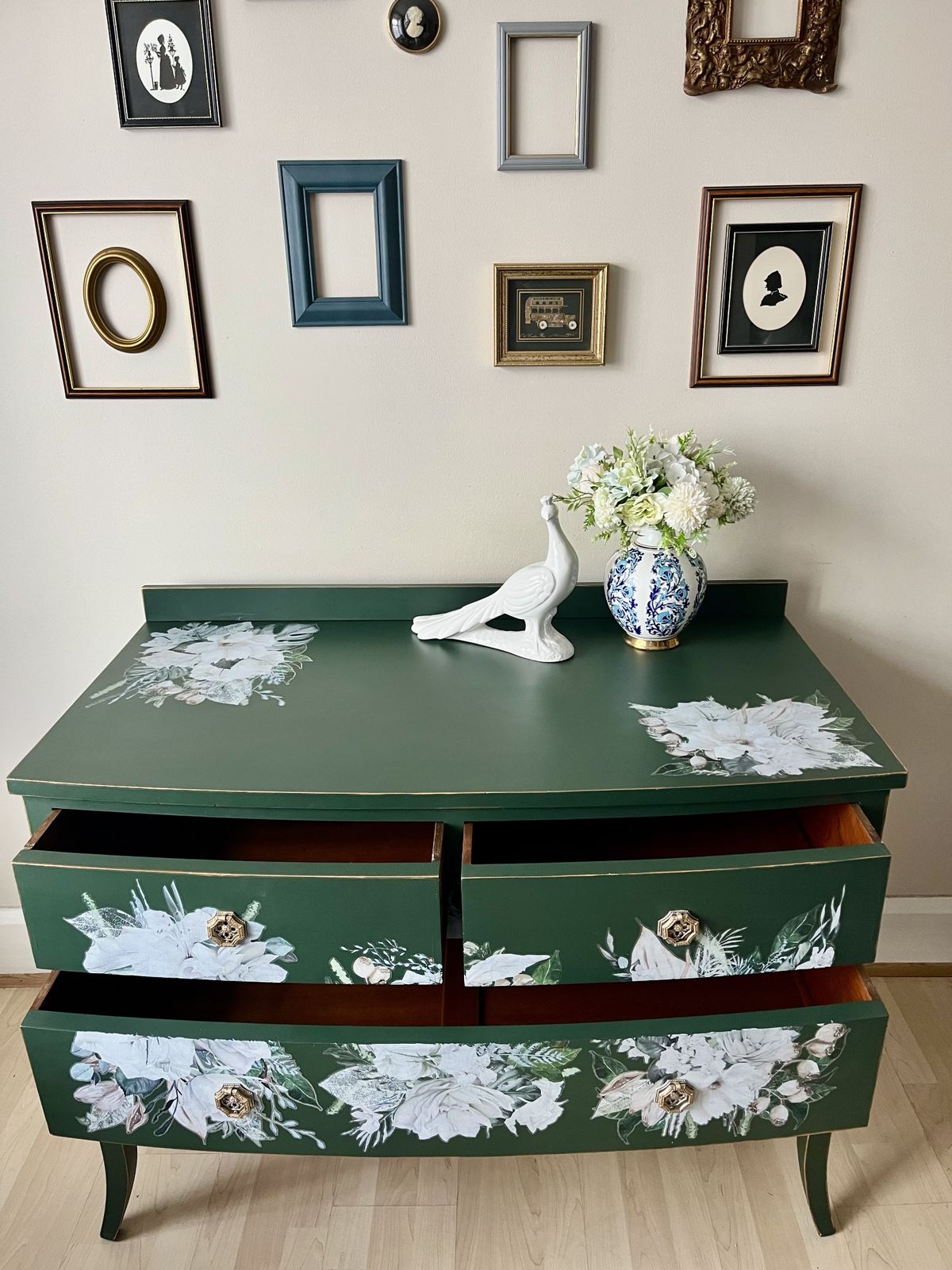 Stunning Green & Floral Chest Of Drawers, Hand Painted photo buy