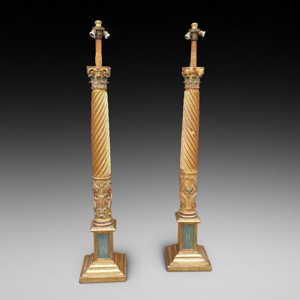 Pair Of Italian 17thc Corinthian Column Lamps photo furniture