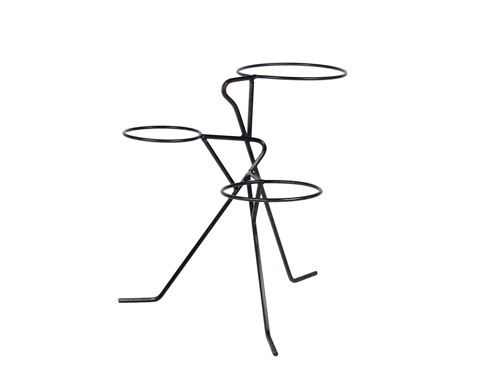 Italian Black Metal Rod Midcentury Free Standing Plants Holder photo Garden Decor