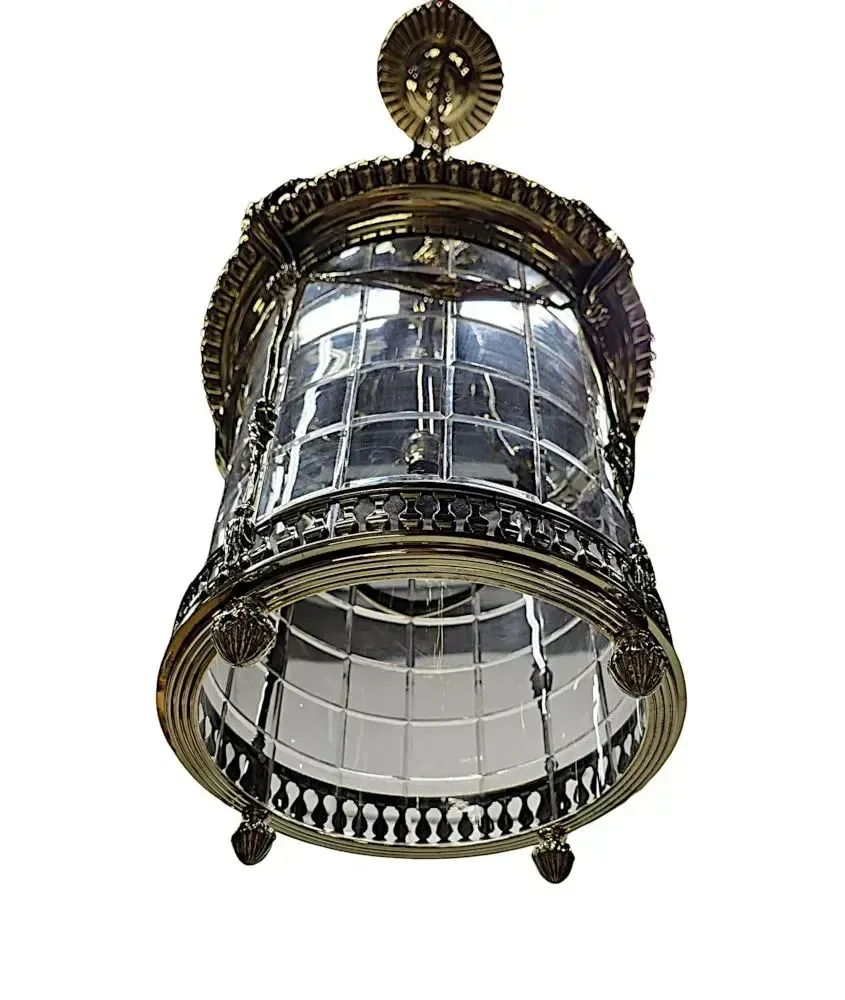 A Very Rare Pair Of Early 20th Century Brass And Glass Lanterns photo 7683.7132