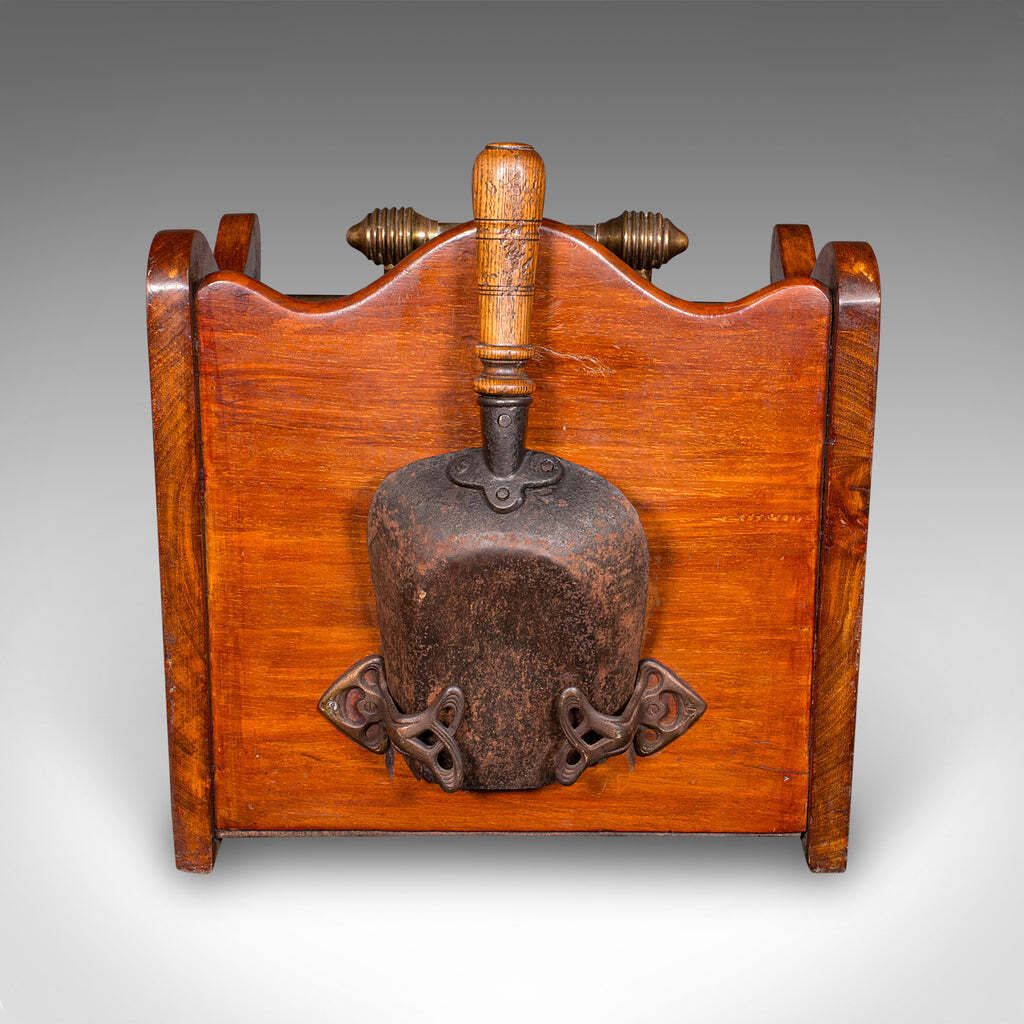 Antique Coal Purdonium, English, Walnut, Brass, Fireside Fuel Keep, Victorian photo buy