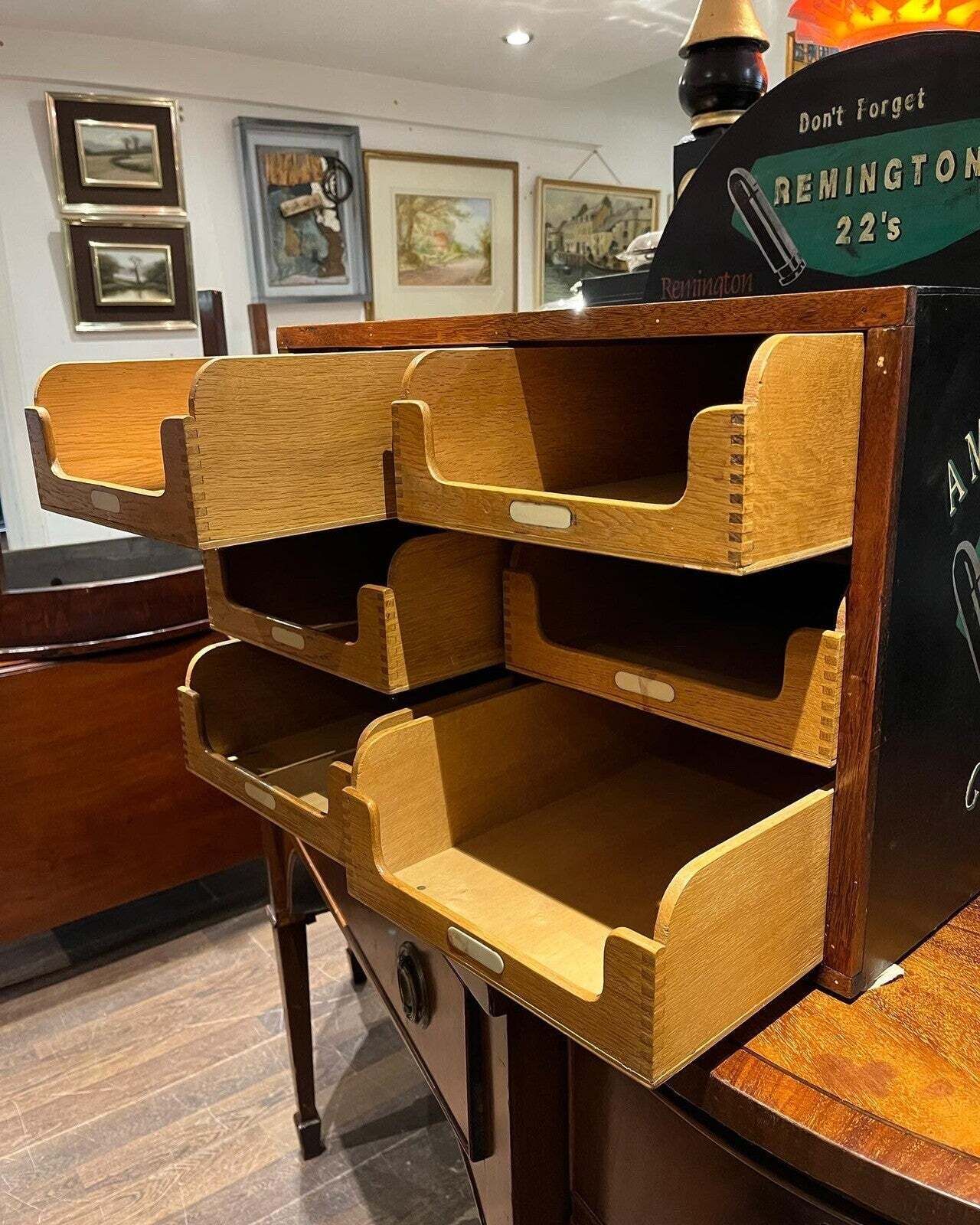 656.0 Set Of Shop Drawers. Advertising Cabinet. Remington Shop Counter Cabinet. photo