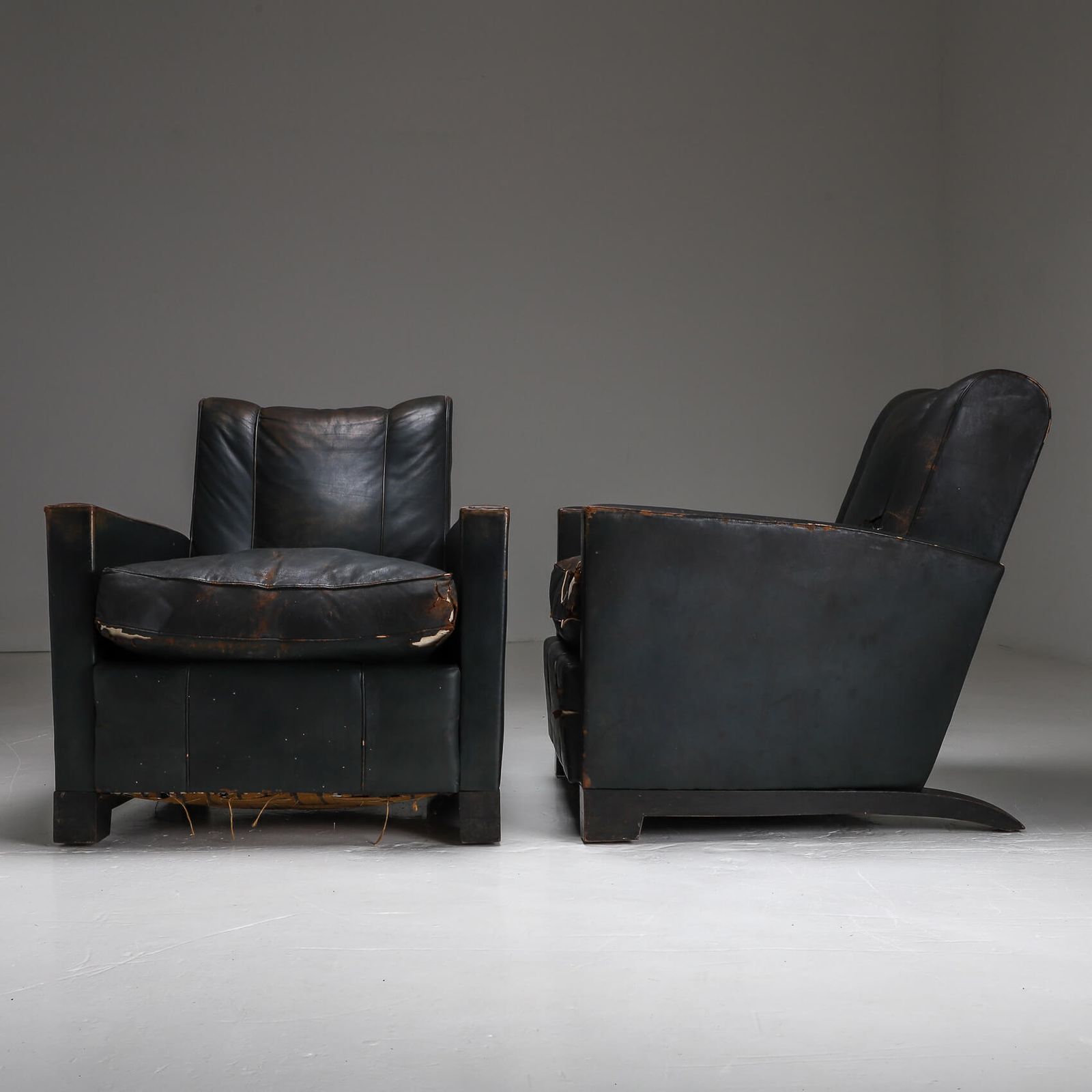 Pair Of Art Deco Leather Chairs photo for sale