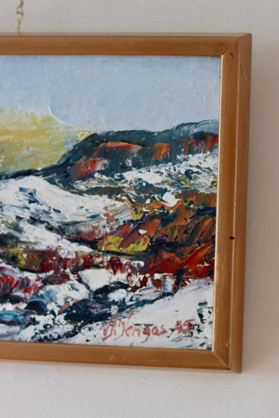 Swedish Oil Painting "Uddevalla 1995" By Veikko Kangas   Vintage, Framed | 36 X 26 Cm / 14.2 X 10.2 In photo for sale