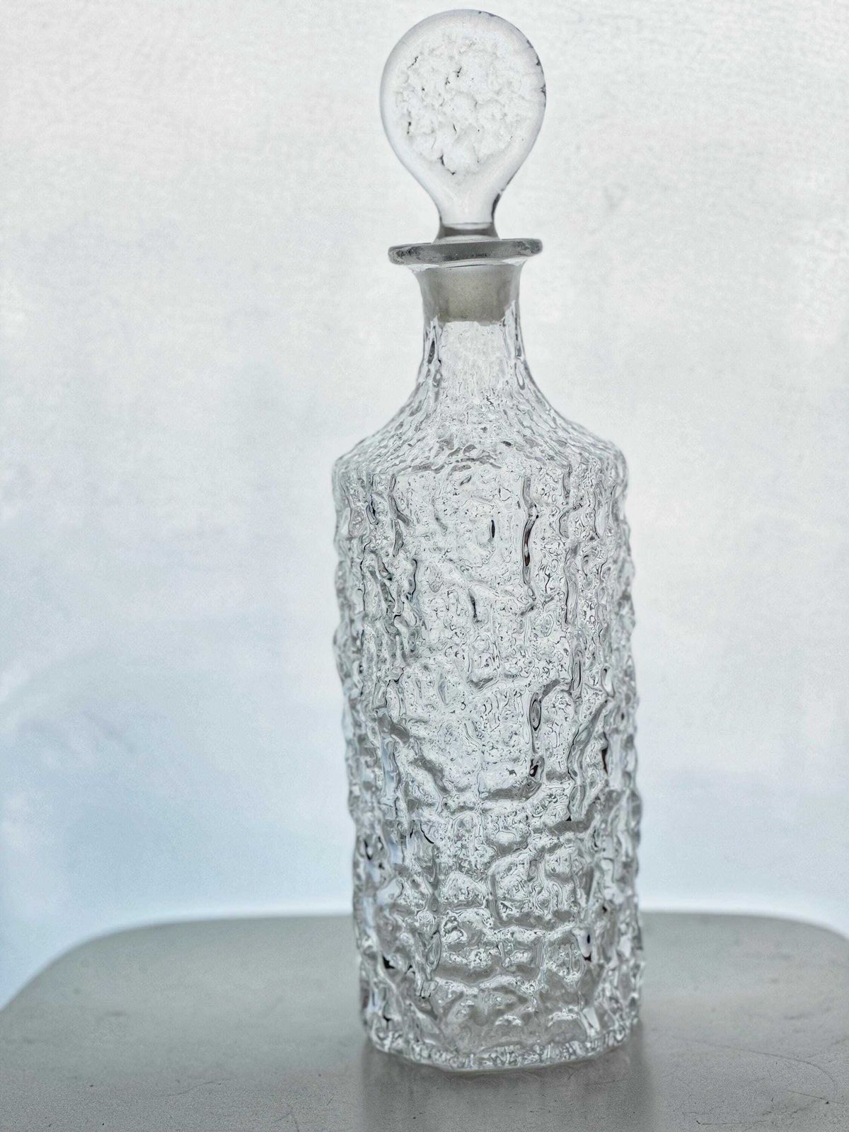 Whitefriars Scandinavian Glacier Finish Decanter Hand Ground Stopper 1970s photo furniture