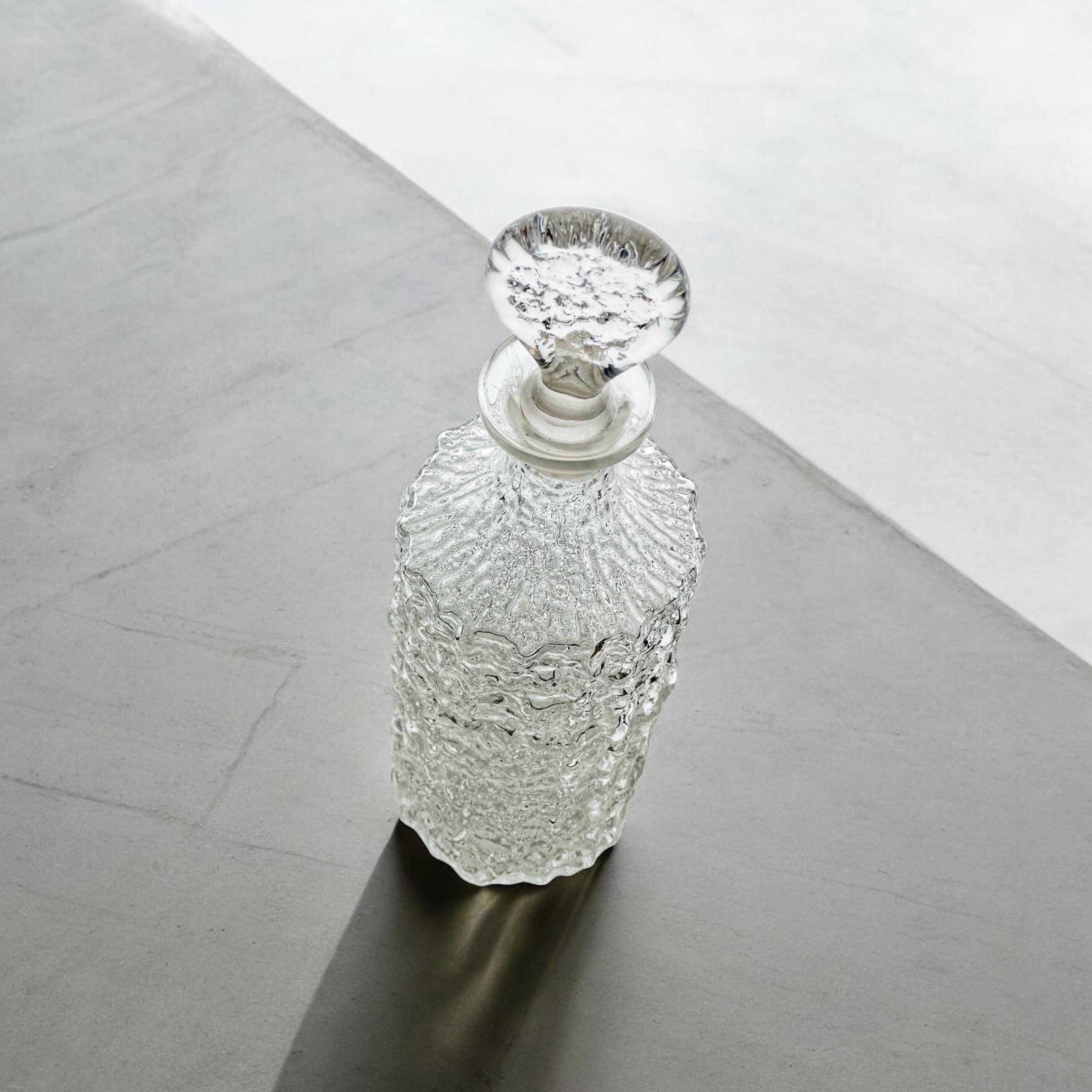 Whitefriars Scandinavian Glacier Finish Decanter Hand Ground Stopper 1970s photo for sale