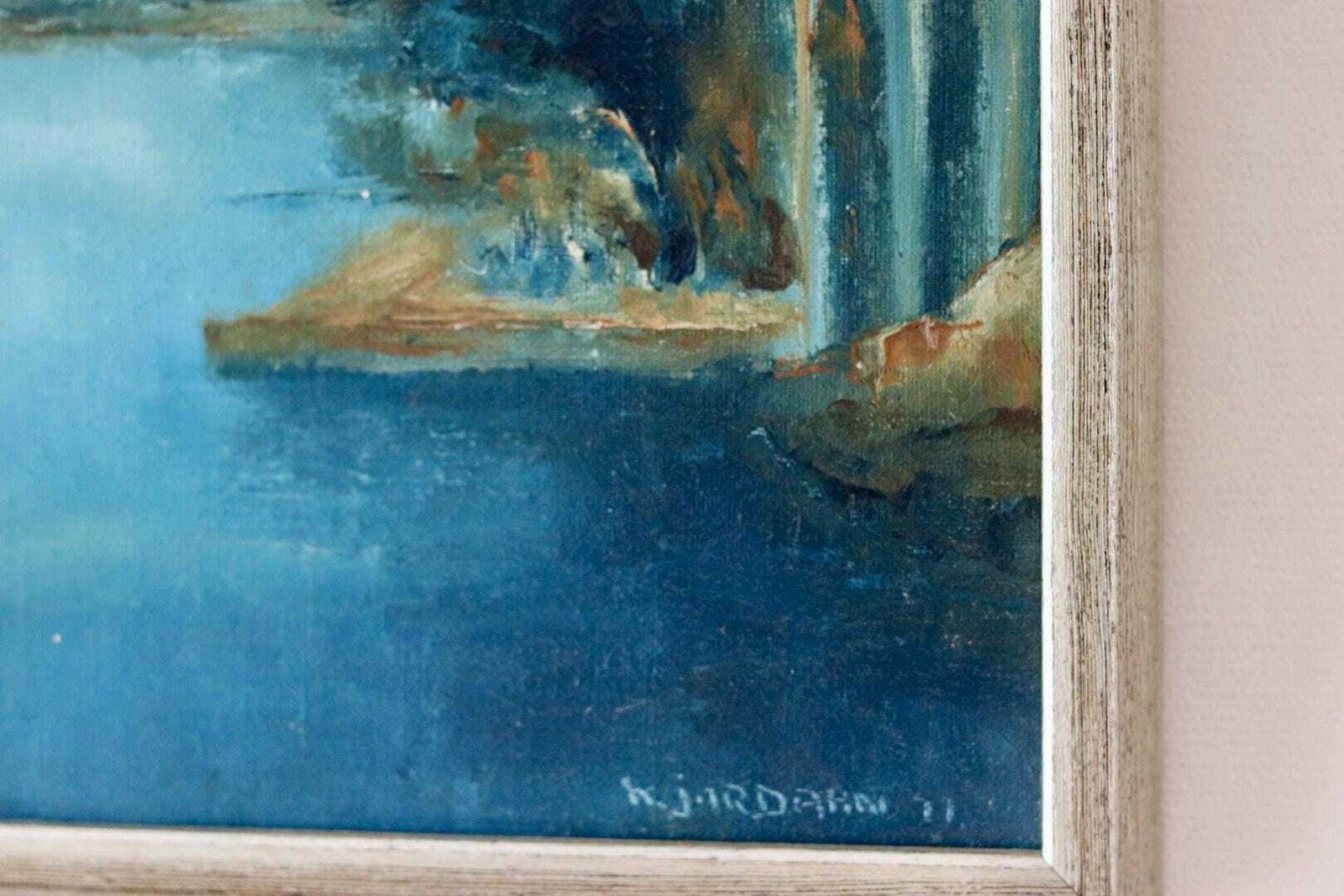 Original Swedish Oil On Canvas – Sea Motif – K. Jördahn (1971) – Vintage & Framed, 37 X 37 Cm / 14.6 X 14.6 In photo buy