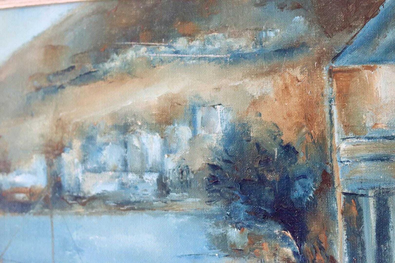 Original Swedish Oil On Canvas – Sea Motif – K. Jördahn (1971) – Vintage & Framed, 37 X 37 Cm / 14.6 X 14.6 In photo vintage