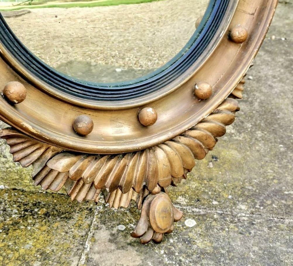 Regency Gilt Wood Convex Mirror photo for sale