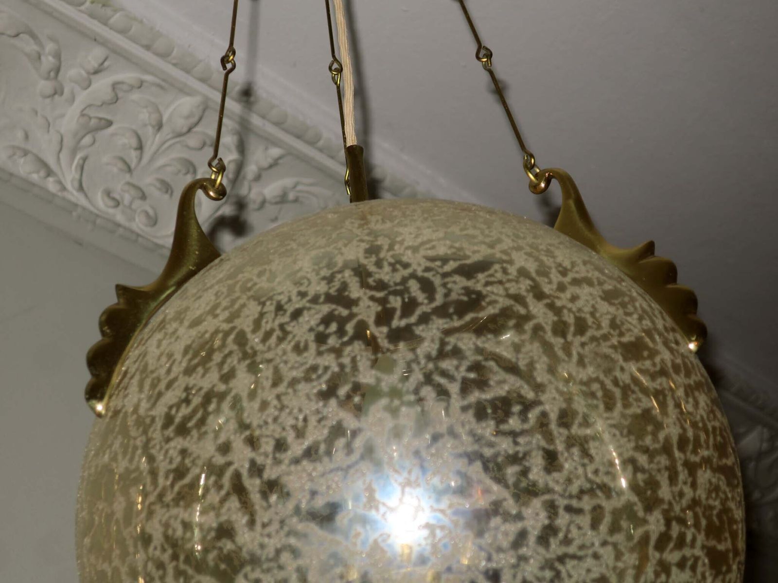 Doria Leuchten Frosted Glass And Brass Pendant Light, 1970s photo buy