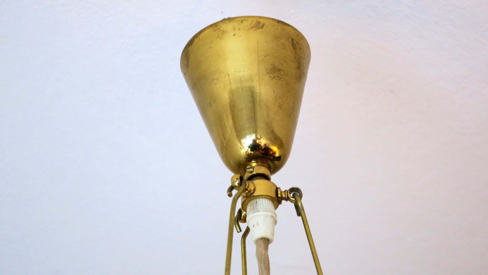 Lighting Doria Leuchten Frosted Glass And Brass Pendant Light, 1970s photo