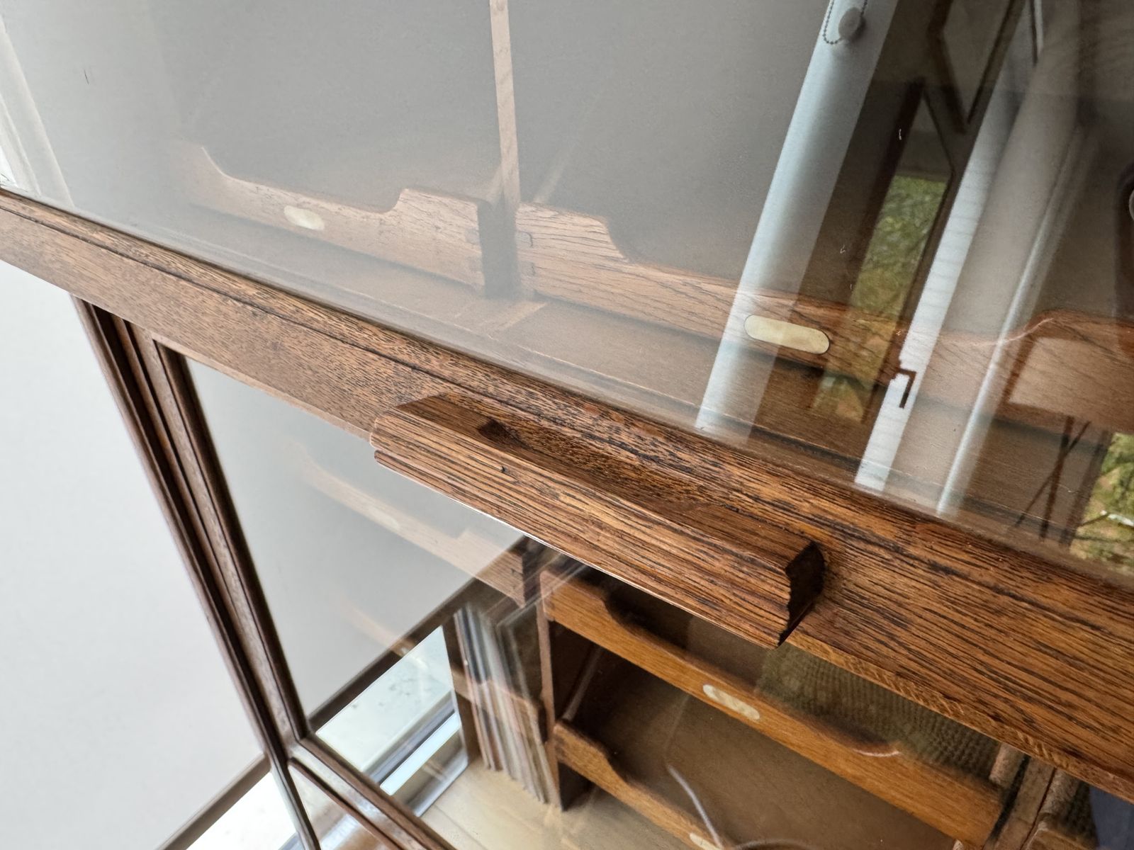 Exceptional Vintage 1930s English Oak Haberdashery Cabinet By Dudley & Co. photo buy