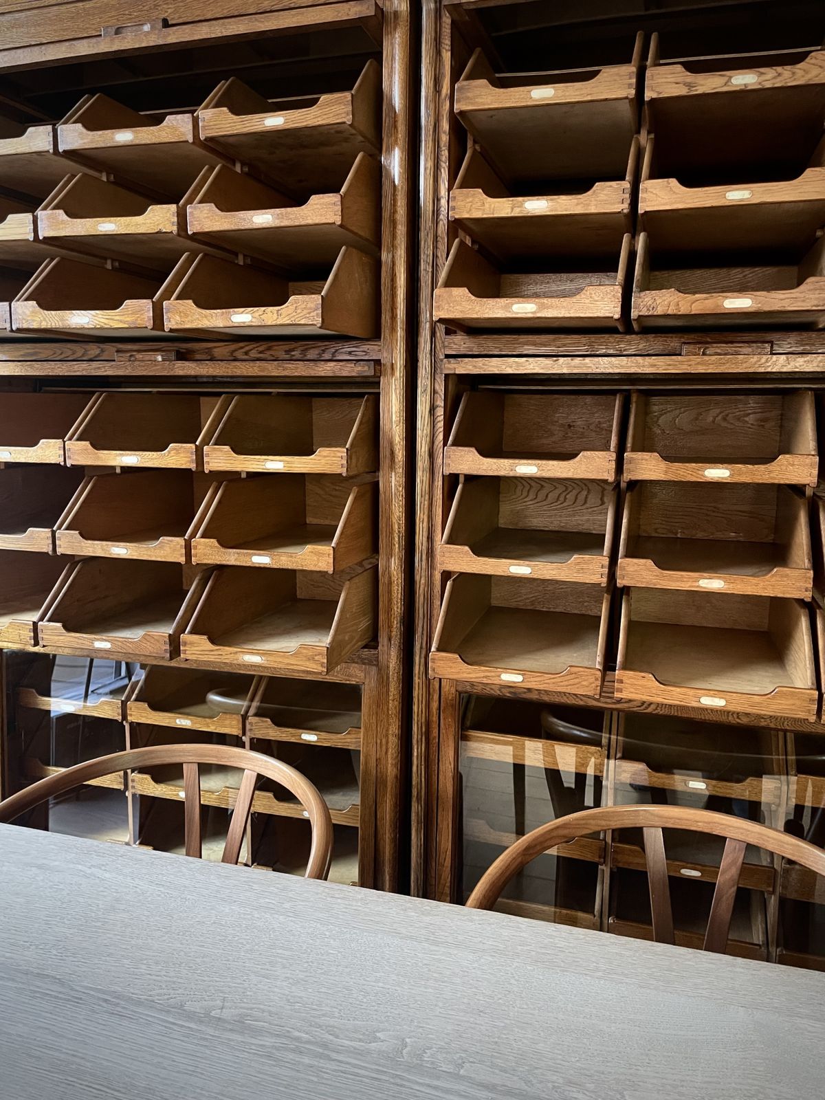 Exceptional Vintage 1930s English Oak Haberdashery Cabinet By Dudley & Co. photo furniture