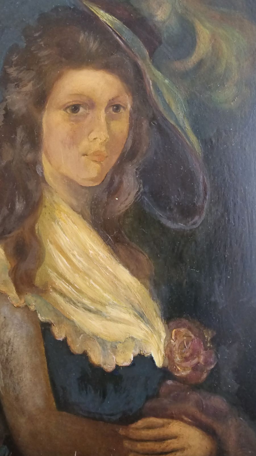 Very Old Oil Painting Of A Beautiful Georgian Young Lady