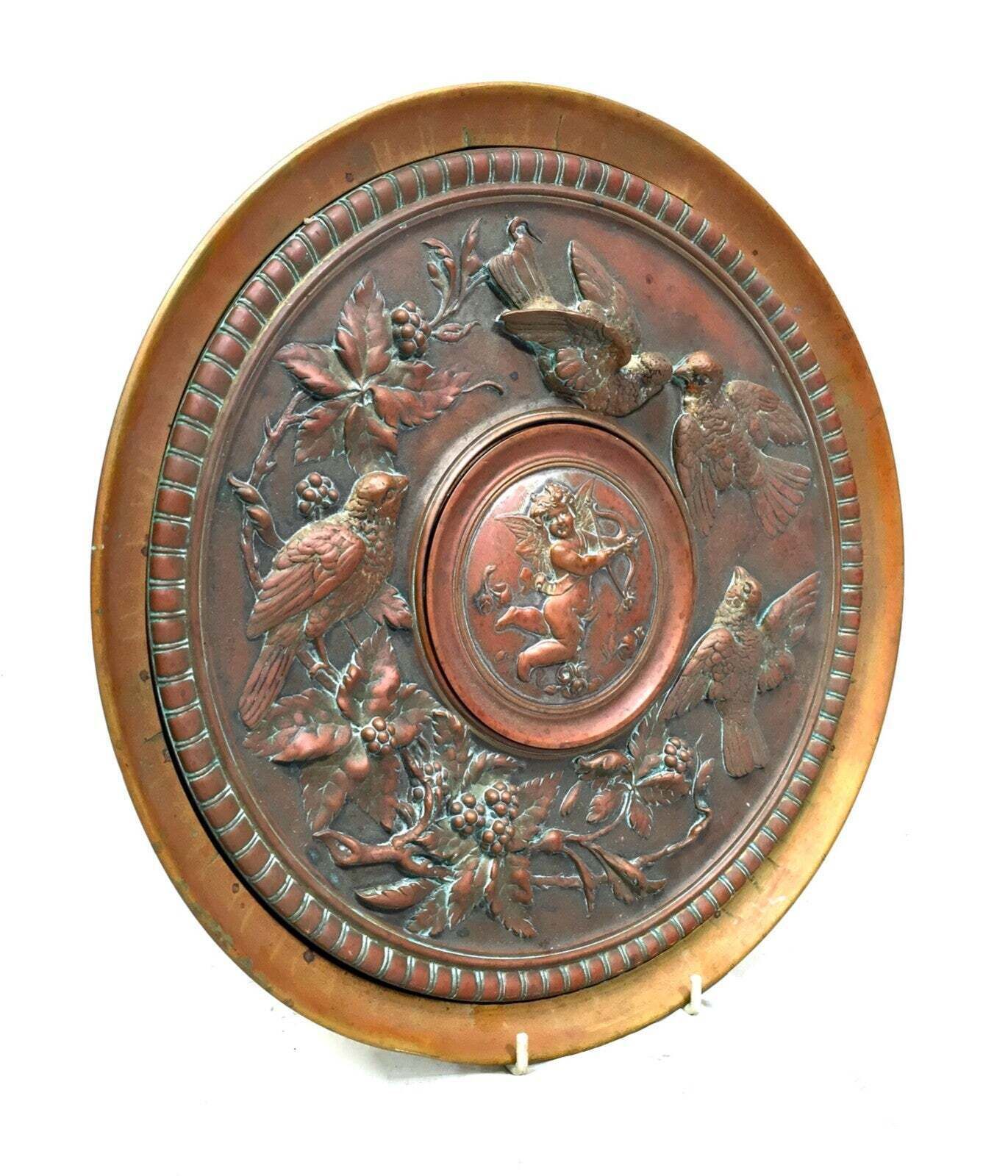 Antique Arts & Crafts Copper And Brass Charger / Tazza Large Size C.1900 photo vinterior