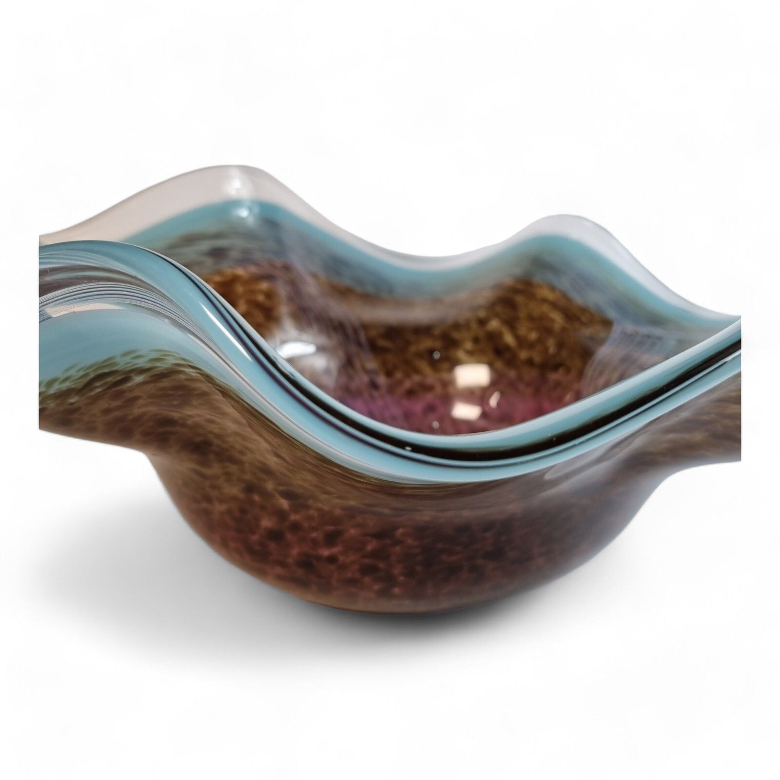 Svaja Glass Bowl Vintage Glass Bowl  Art Glass Ruffle Stretched Glass Bowl photo Home Decor