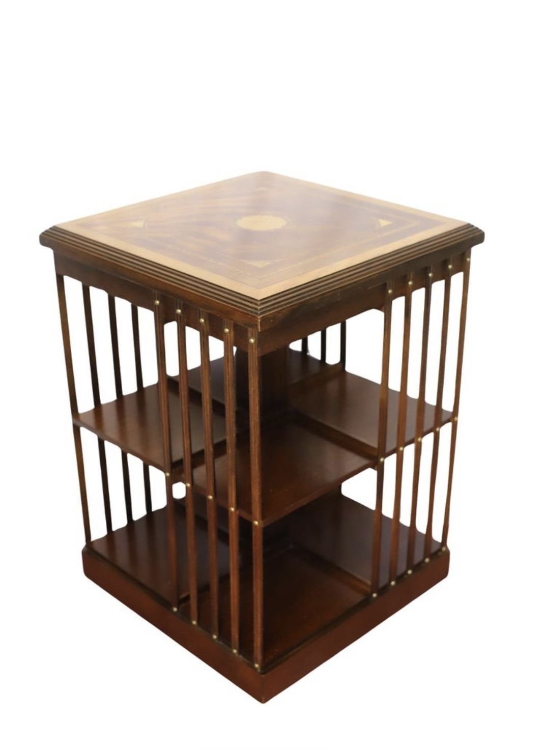 Lovely Edwardian Mahogany Inlaid Revolving Bookcase