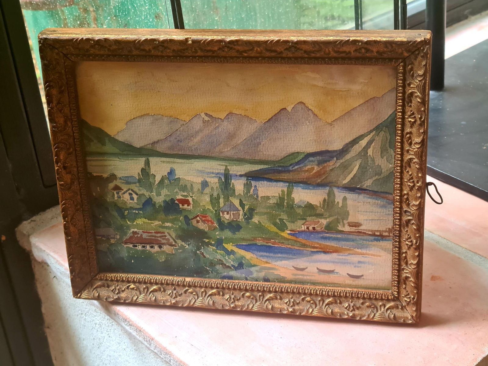 photo for sale Landscape Watercolour, Lake And View To The Mountains By Nano