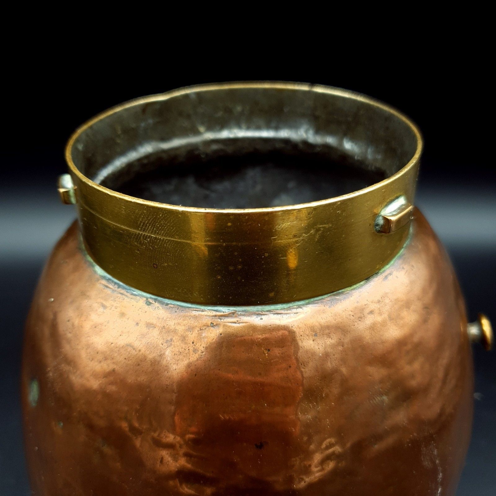 photo for sale Copper & Brass Vessel Small Coal, Kindling Scuttle, Heating Pot 625g Re Use Vtg