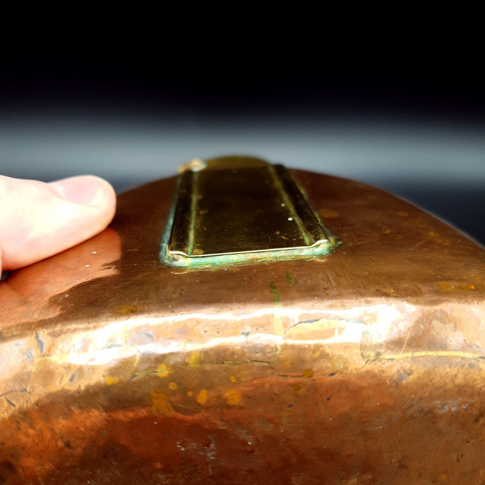 photo vinterior Copper & Brass Vessel Small Coal, Kindling Scuttle, Heating Pot 625g Re Use Vtg