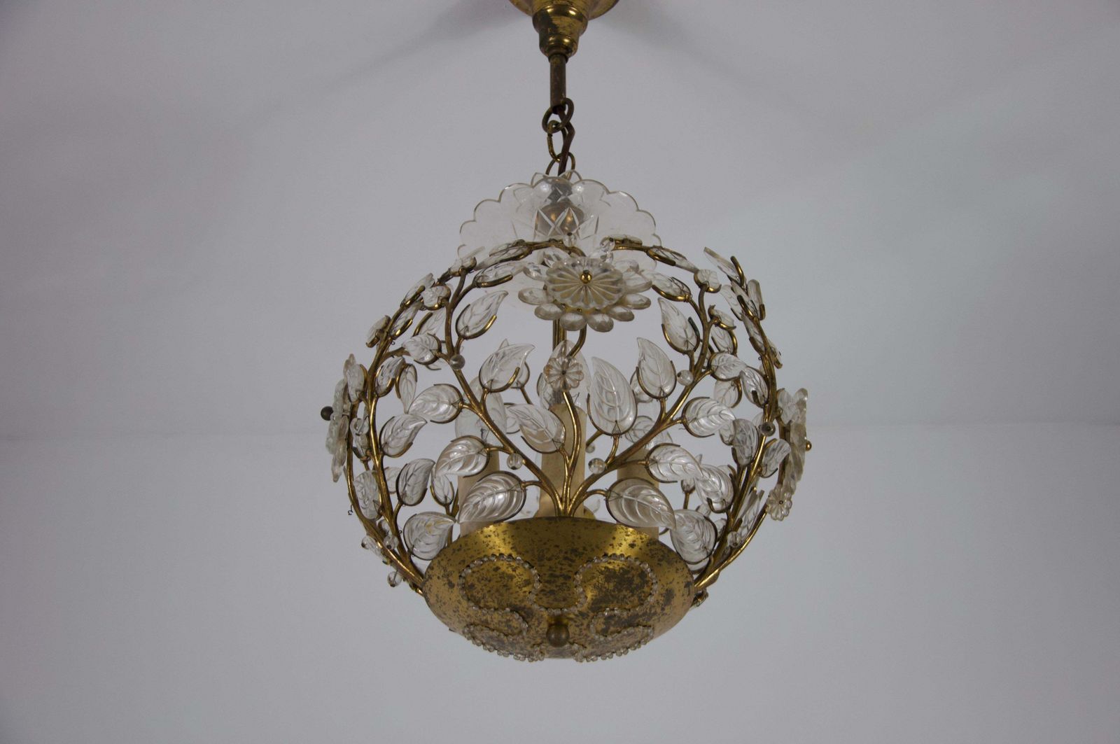 Lighting Brass And Crystal Glass Chandelier By Ernst Palme For Palwa, 1960s photo