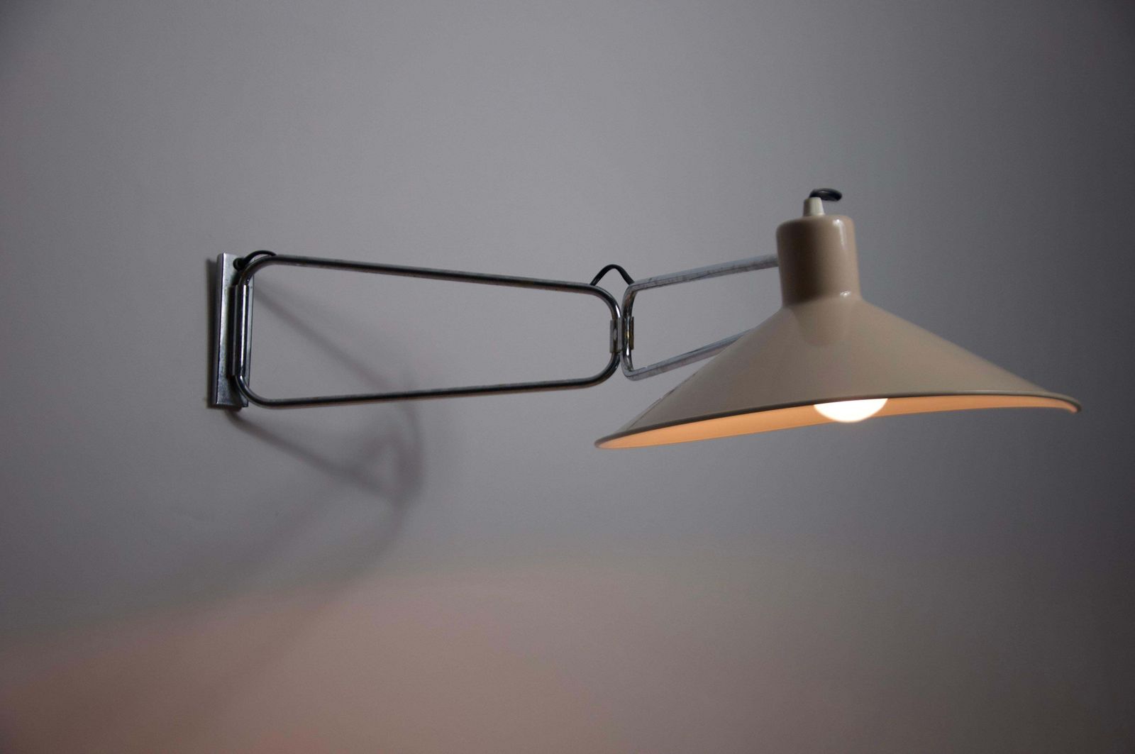 Mid Century Chrome Swing Arm Wall Lamp, France, 1950s photo 976.0