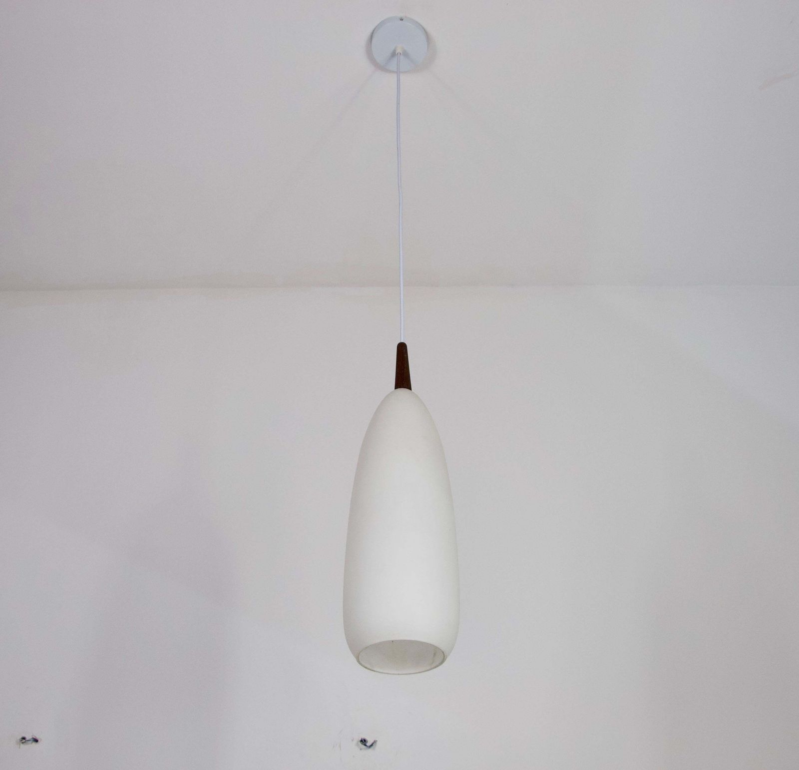 Teak And Opal Glass Pendant Lamp By Uno & östen Kristiansson For Luxus Sweden photo buy