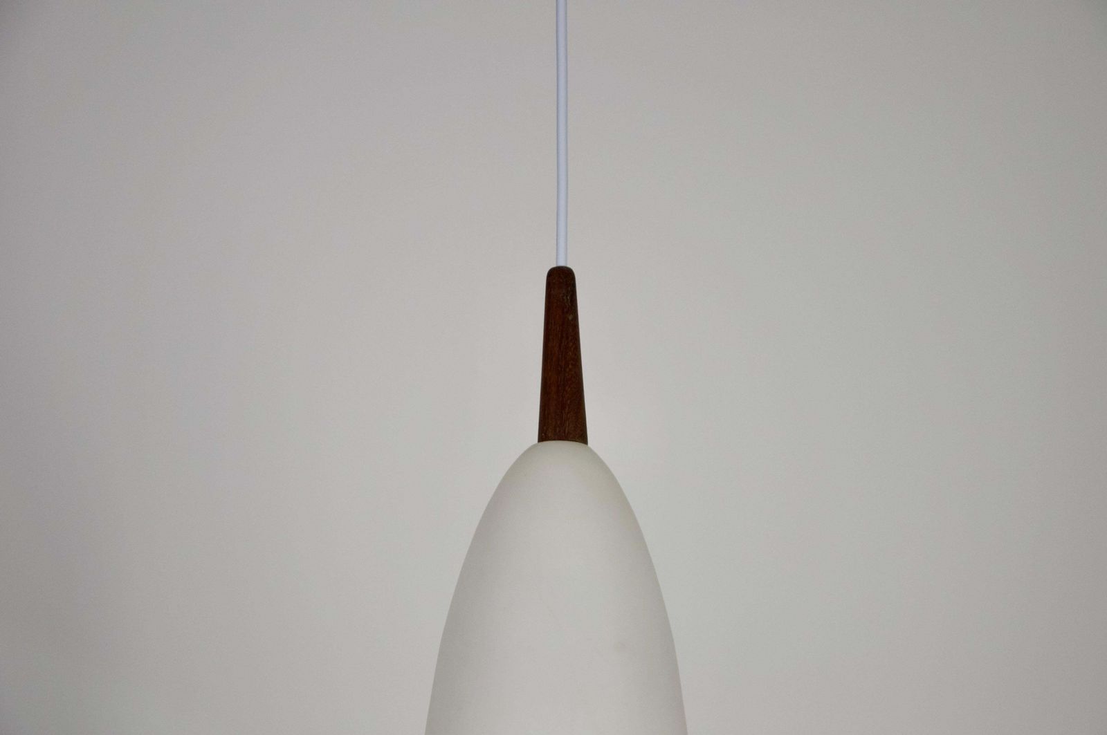 Teak And Opal Glass Pendant Lamp By Uno & östen Kristiansson For Luxus Sweden photo vintage