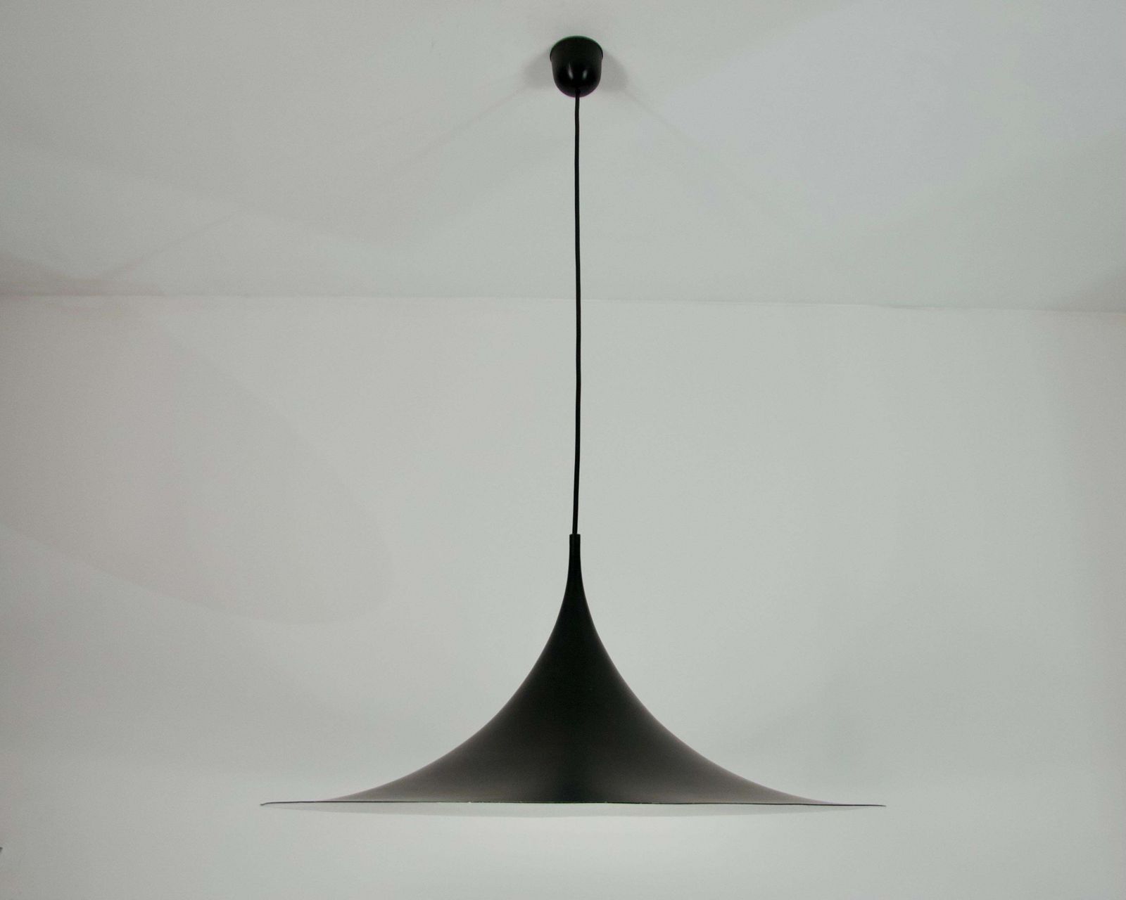 Black Round Pendant Lamp By Fog & Mørup, 1970s photo Lighting
