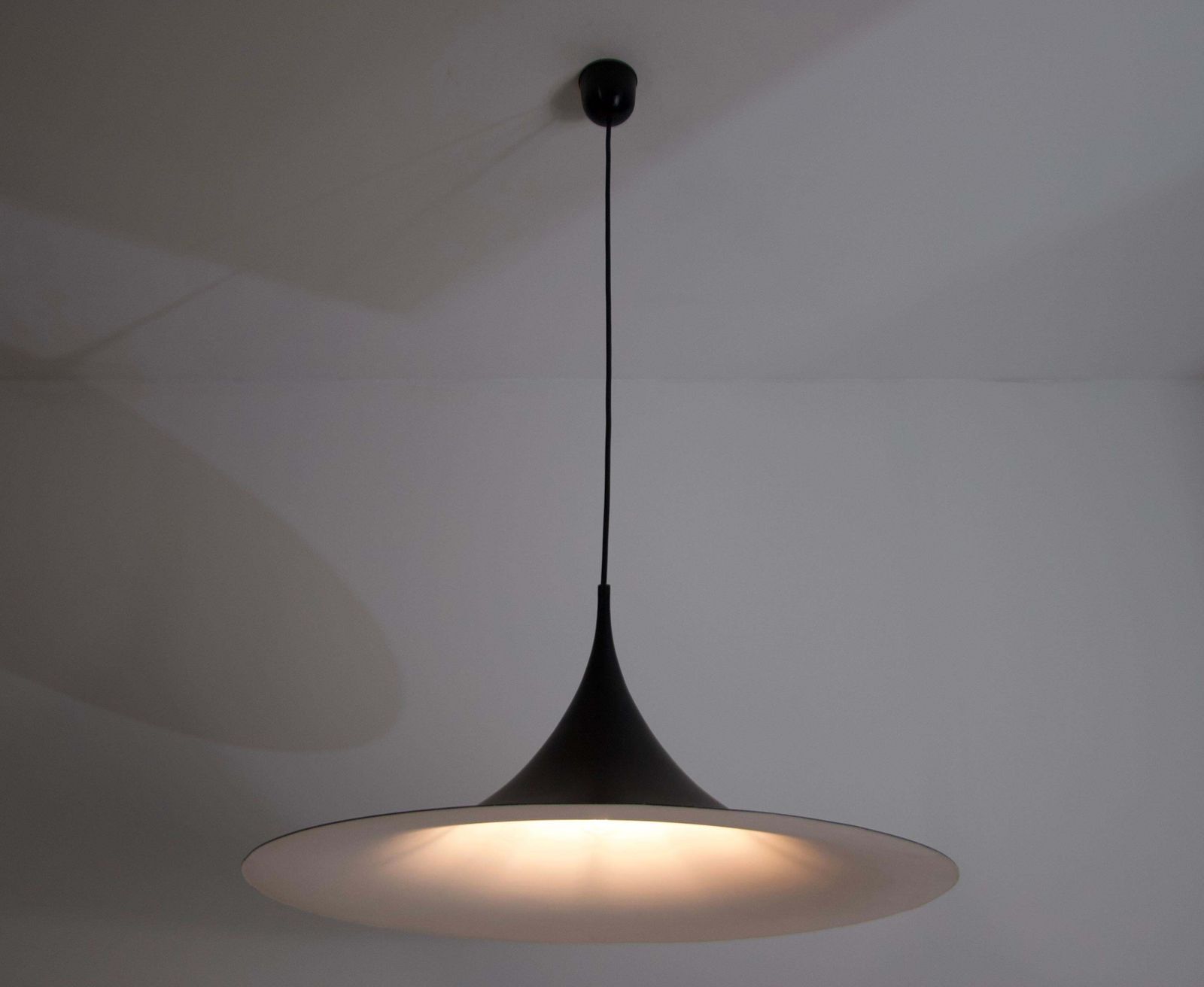 Lighting Black Round Pendant Lamp By Fog & Mørup, 1970s photo