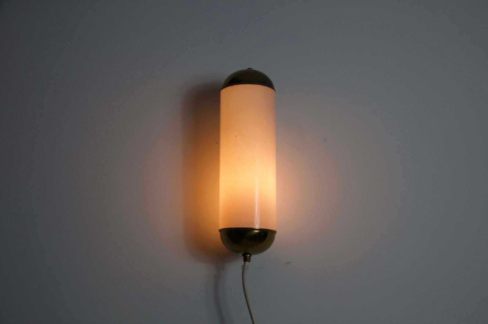 Brass And Opaline Glass Wall Lamp By Glashütte Limburg, 1960s photo 427.0