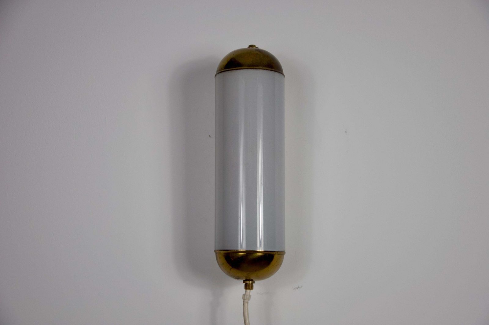 Brass And Opaline Glass Wall Lamp By Glashütte Limburg, 1960s photo buy