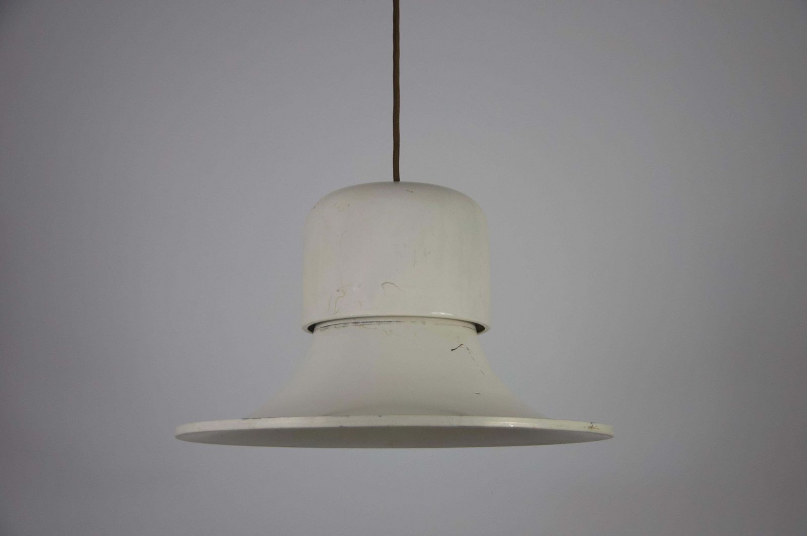 White Metal Hanging Lamp By Joe Colombo Stilnovo, Italy, 1950s photo Lighting