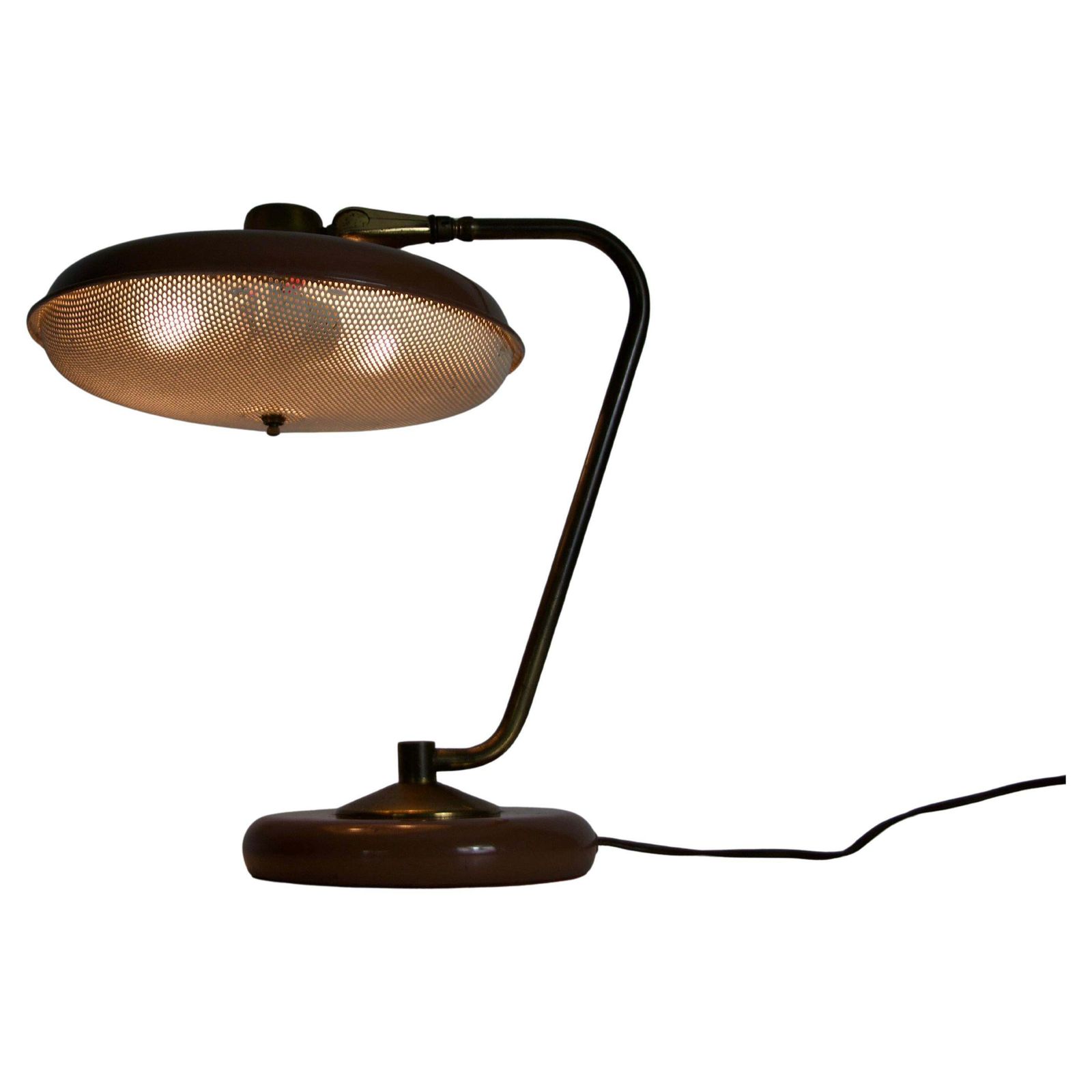 Mid Century American Brass And Metal Table Lamp, 1960s