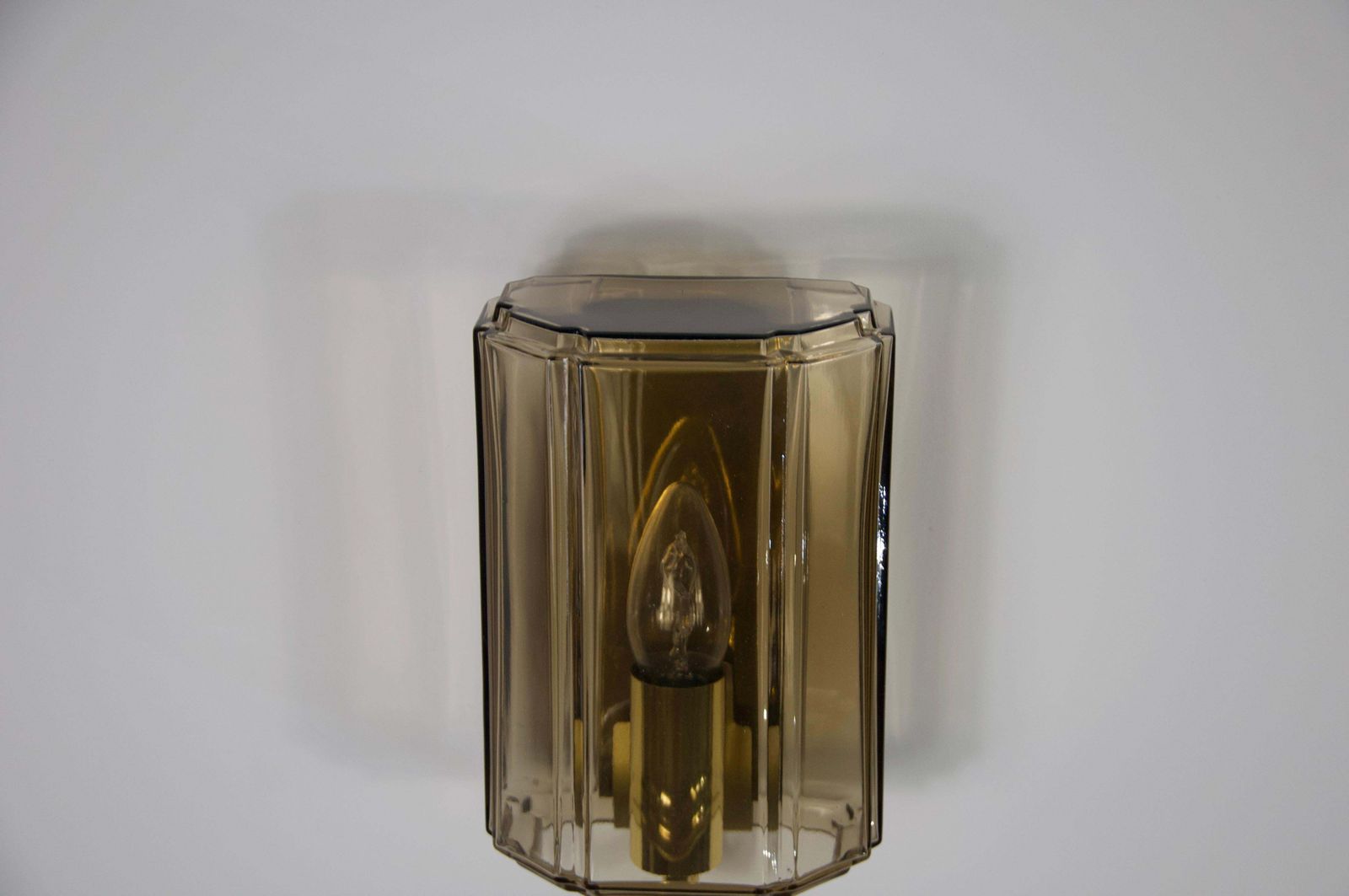 Pair Of Brass And Glass Wall Lamps By Glashütte Limburg, 1960s photo vinterior