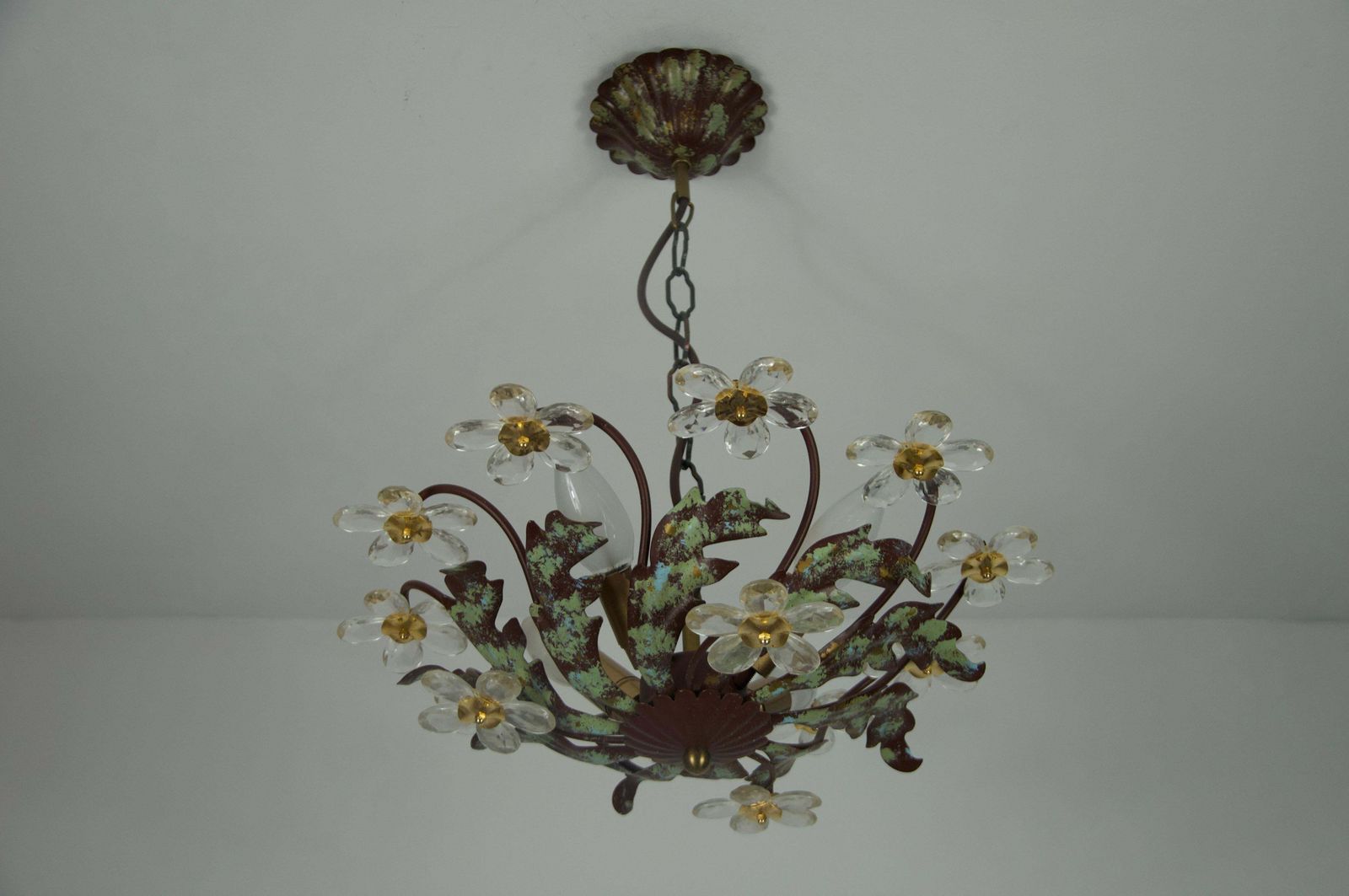 Green Florentine Flower Shape Ceiling Lamp By Banci Firenze, Italy, 1970s photo 987.0