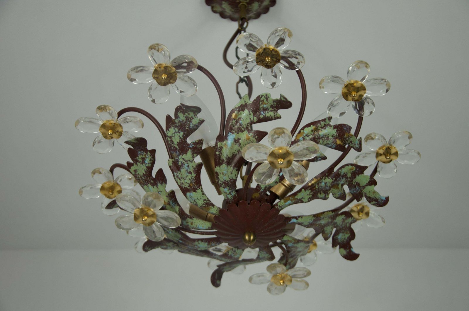 Green Florentine Flower Shape Ceiling Lamp By Banci Firenze, Italy, 1970s photo buy