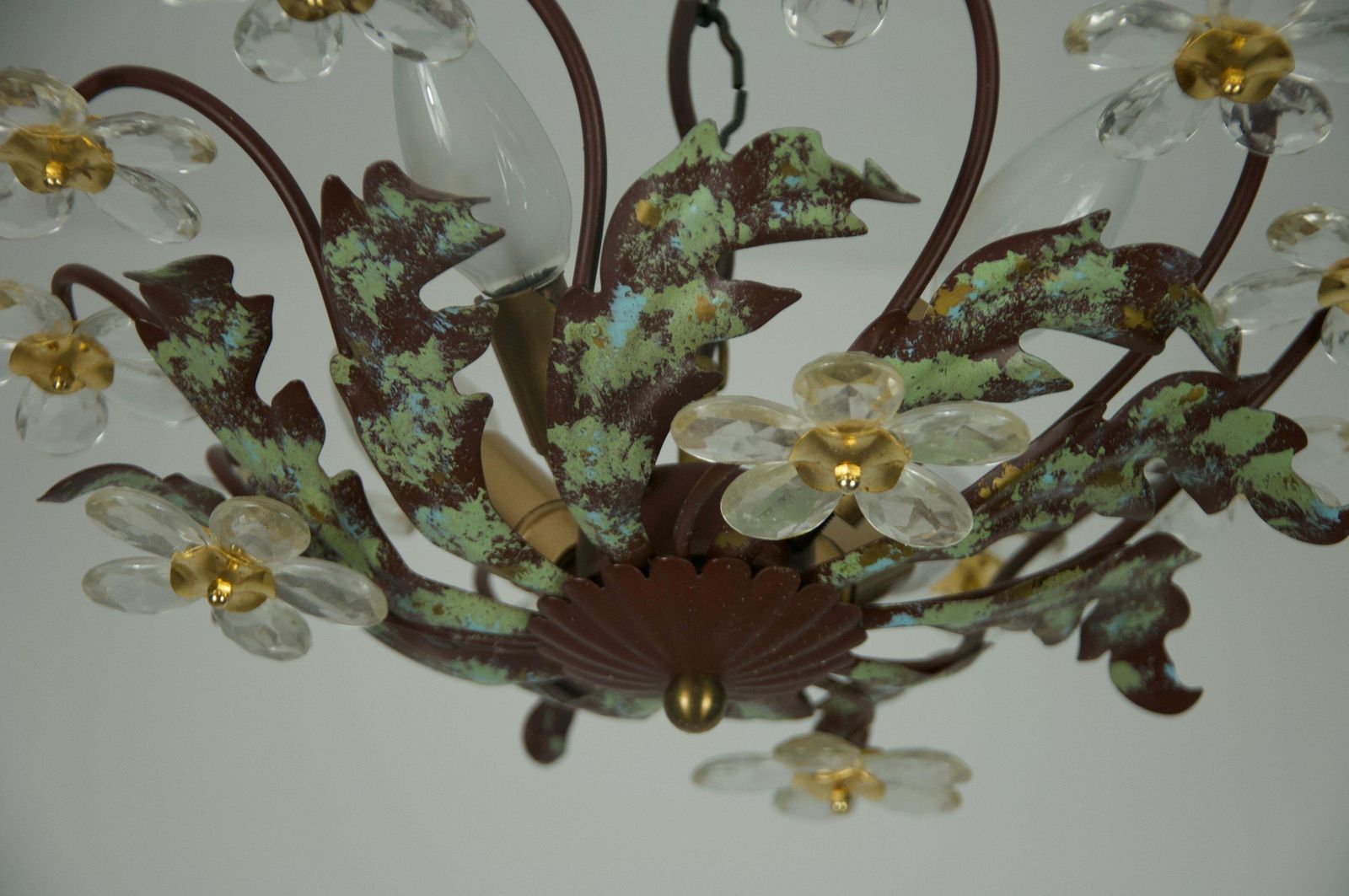 Lighting Green Florentine Flower Shape Ceiling Lamp By Banci Firenze, Italy, 1970s photo