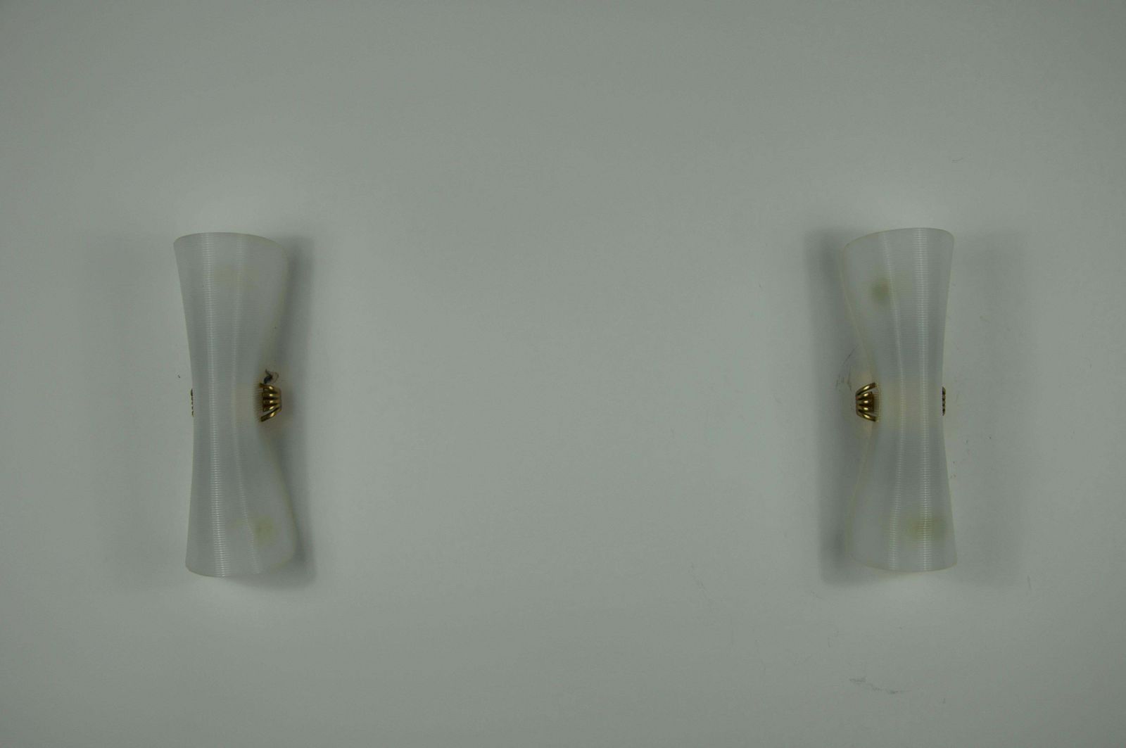 Pair Of Mid Century Brass And Plexi Glass Wall Lamps, Italy, 1960s photo Lighting