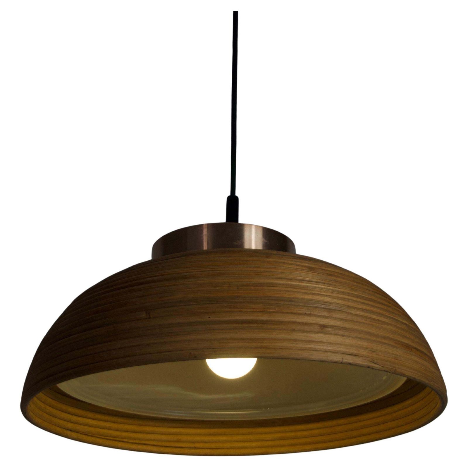 Wooden And Glass Pendant Lamp By Doria, 1960s, Germany