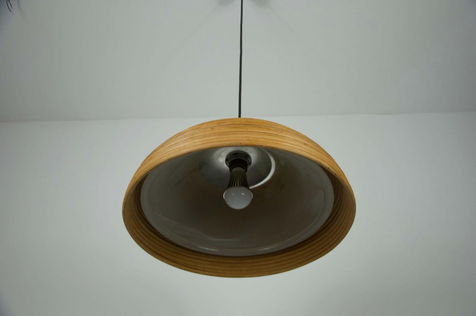 Wooden And Glass Pendant Lamp By Doria, 1960s, Germany photo vinterior