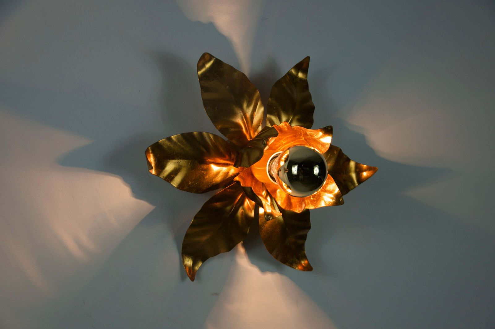 Pair Of Florentine Flower Shape Wall Lamps By Hans Kögl, Germany, 1950s photo vinterior