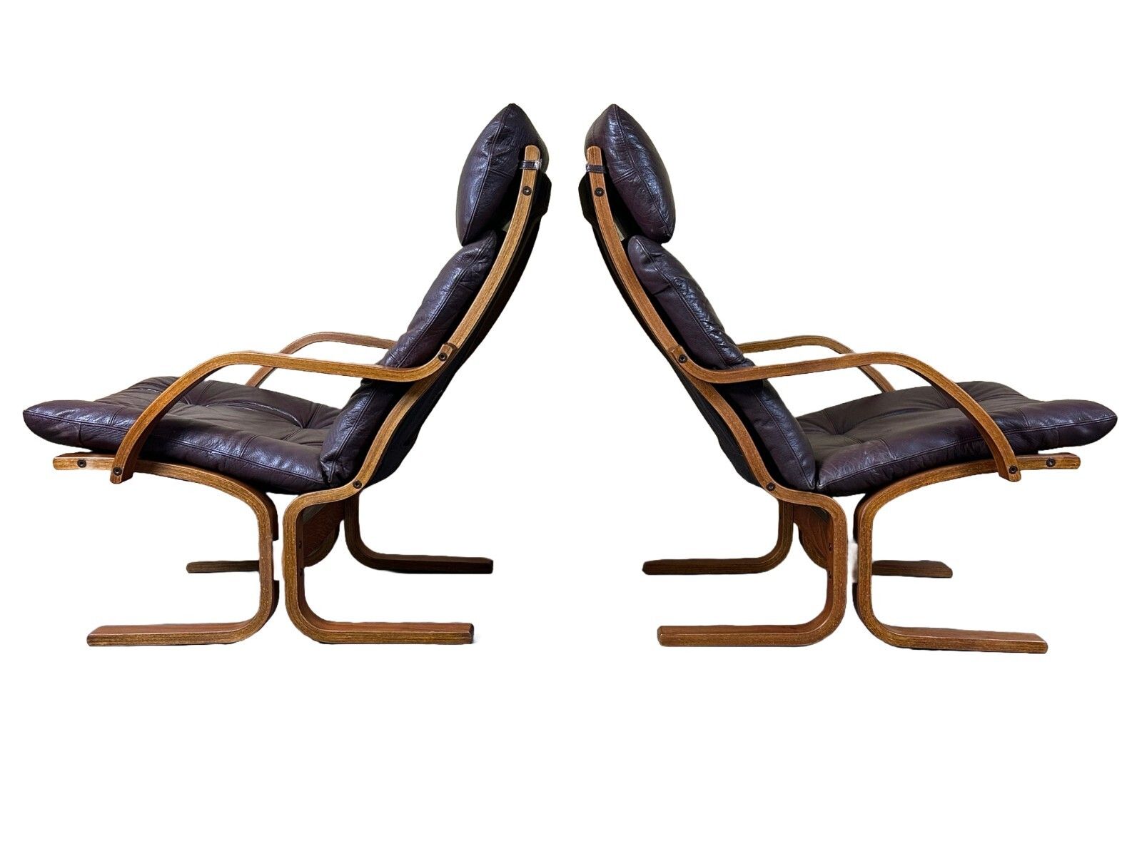 2x 60s 70s Armchairs Easy Chair Leather Armchairs Westnofa Norway Mid Century
