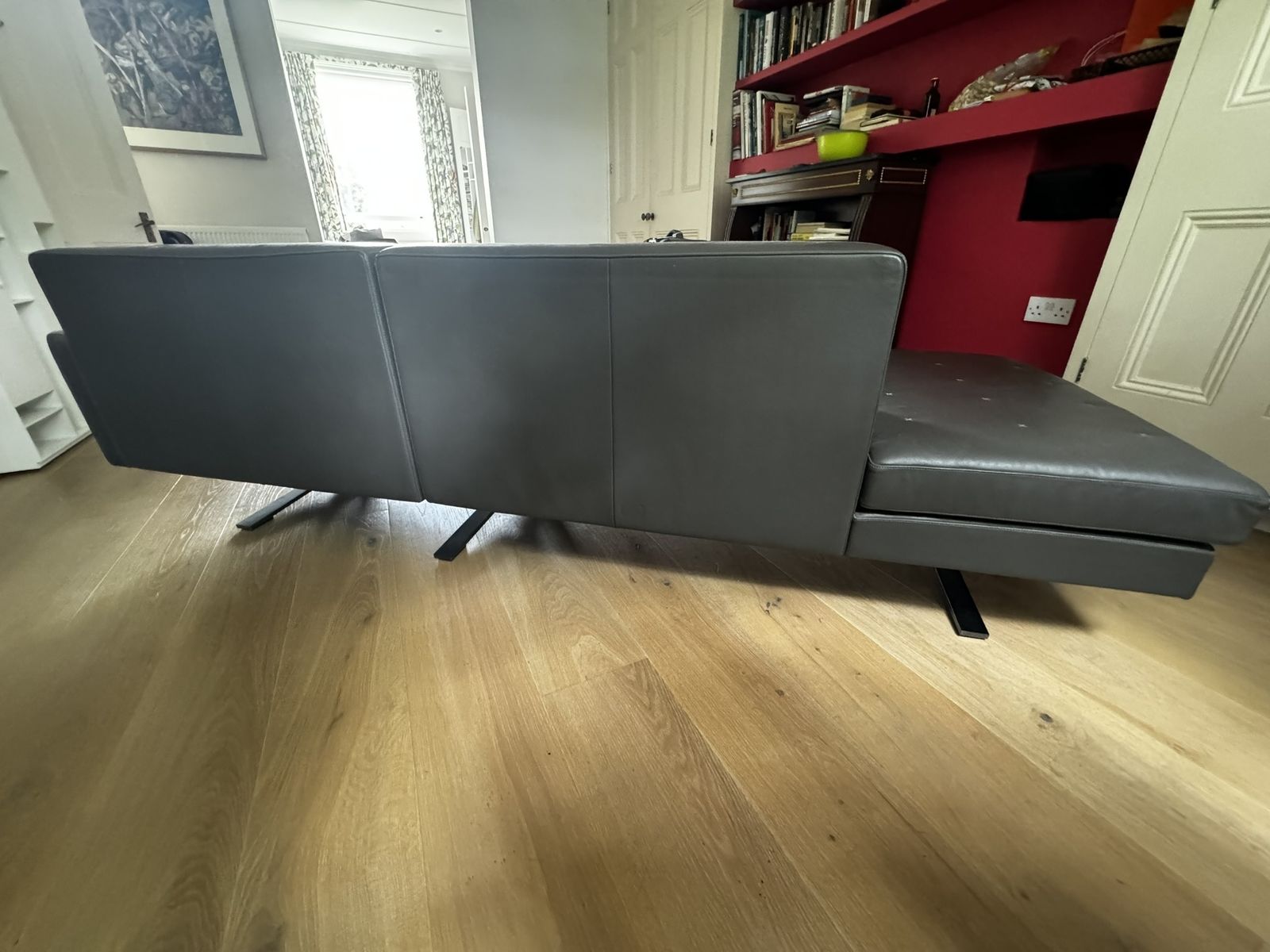 photo for sale Rare Poltrona Frau “Kennedee” 3 Seat Sofa – In Gunmetal Grey “Pelle Frau” Leather