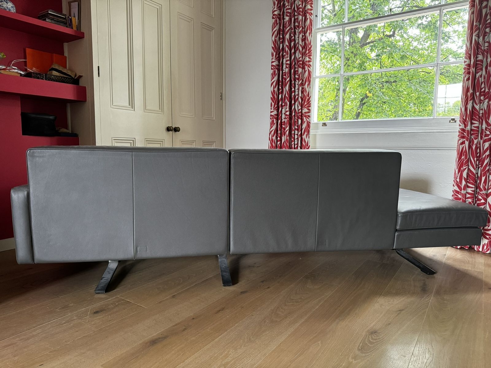 Furniture Rare Poltrona Frau “Kennedee” 3 Seat Sofa – In Gunmetal Grey “Pelle Frau” Leather photo