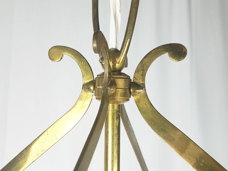 Mid Century Italian Faceted Glass & Brass Pendant In The Style Of G. Ulrich, 1940s photo buy