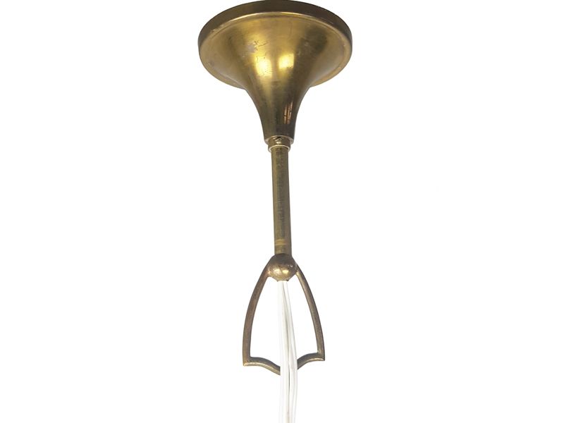 photo vintage Mid Century Italian Faceted Glass & Brass Pendant In The Style Of G. Ulrich, 1940s