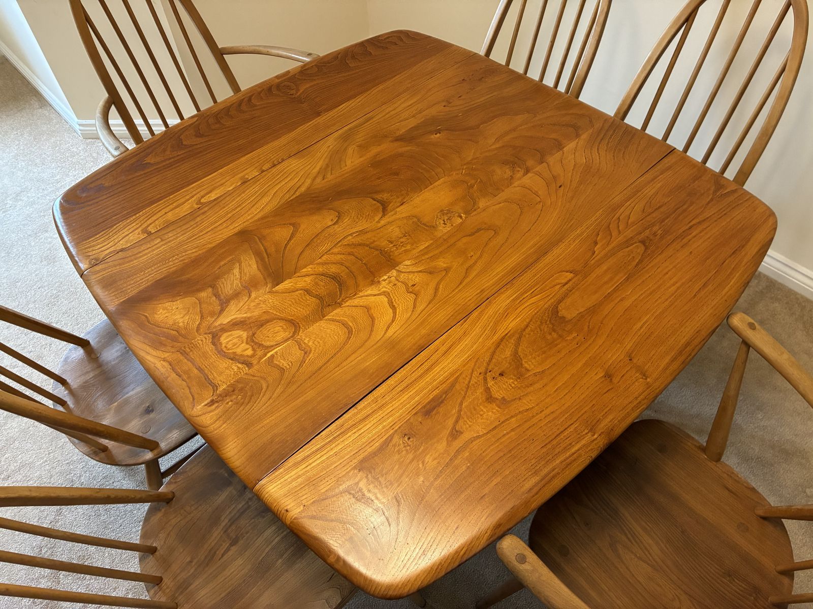 Period Ercol Square Folding Dining Table With Curved Edges photo buy